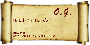 Orbán Gerő névjegykártya