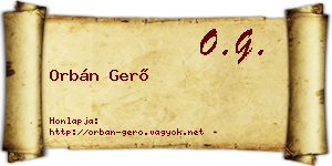 Orbán Gerő névjegykártya